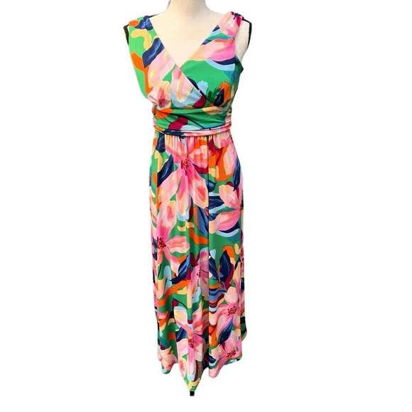 Pappagallo Resort Wear Maxi Dress, Size XS Vacation Hawaiian Sleeveless - Picture 2 of 12